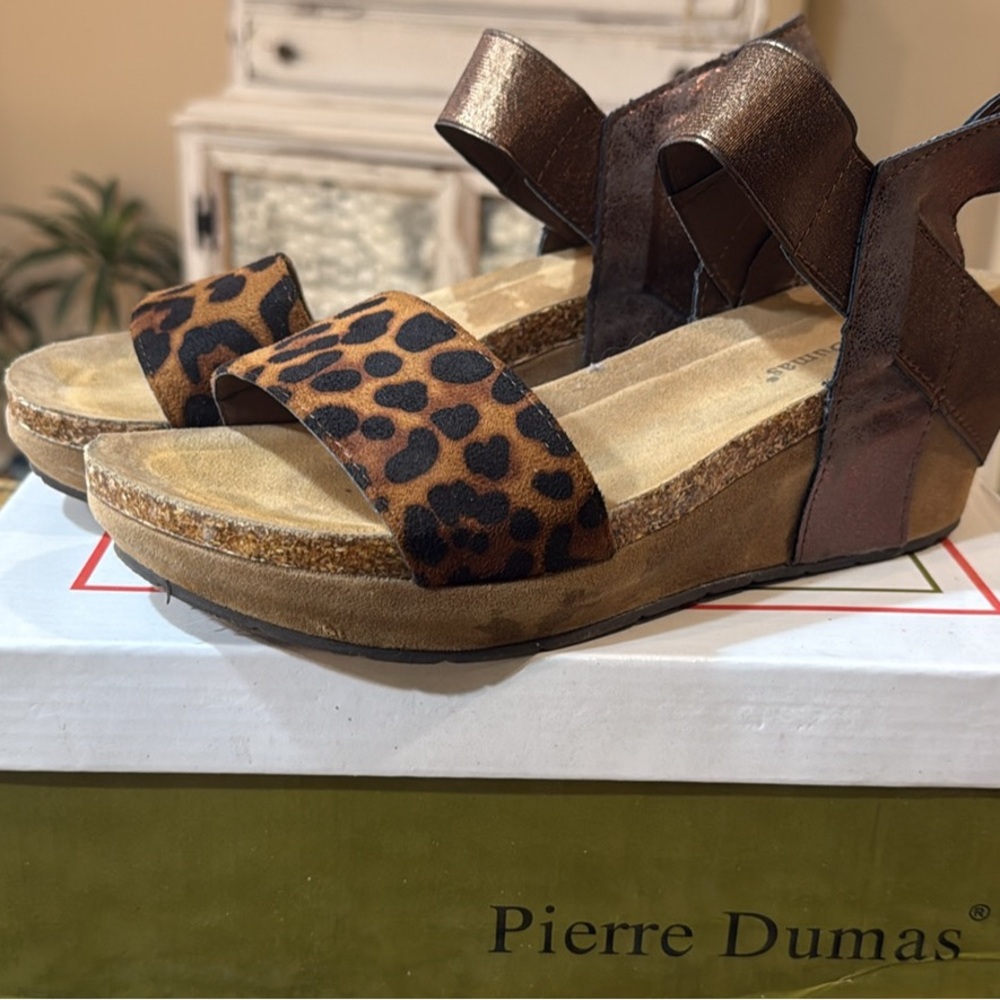 Pierre Dumas Brown Leopard Sandals